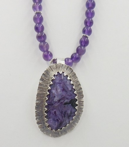 Click to view detail for DKC-1171 Necklace, Charoite, Amethyst $300